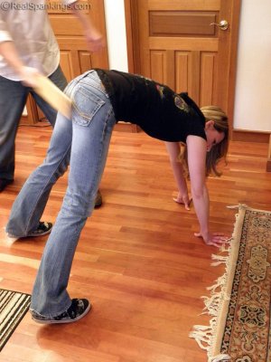 Real Spankings - Monica Paddled In The Lunge Position - image 1