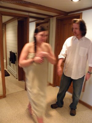 Real Spankings - Frankie And Monica Spanked Naked In The Hallway (part 1) - image 1