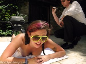 Real Spankings - Frankie: Strapped For Nude Sunbathing - image 2