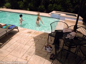 Real Spankings - Lila And Monica Caught Nude In The Pool (part 1: Lila) - image 10
