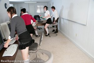 Real Spankings Institute - Kat And Harlan Spanked In Study Hall (part 1 Of 2) - image 1