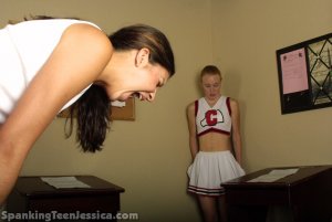 Spanking Teen Jessica - Cheerleader Strapping With Brandi (part 1 Of 2) - image 16